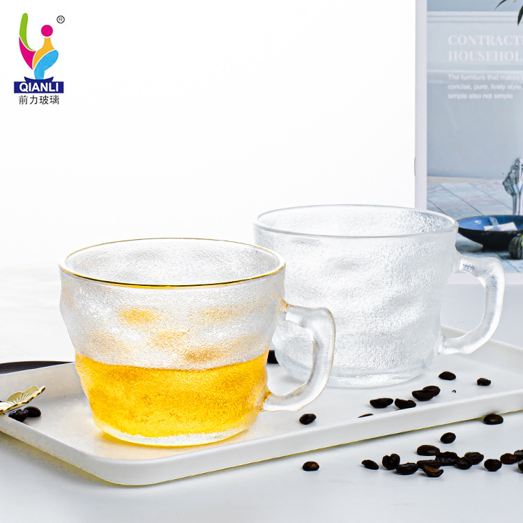 Glass Cup Transparent Home Breakfast Cup Simple Good-looking Water Cup with Handle Milk Cup Large Capacity Glacier Cup