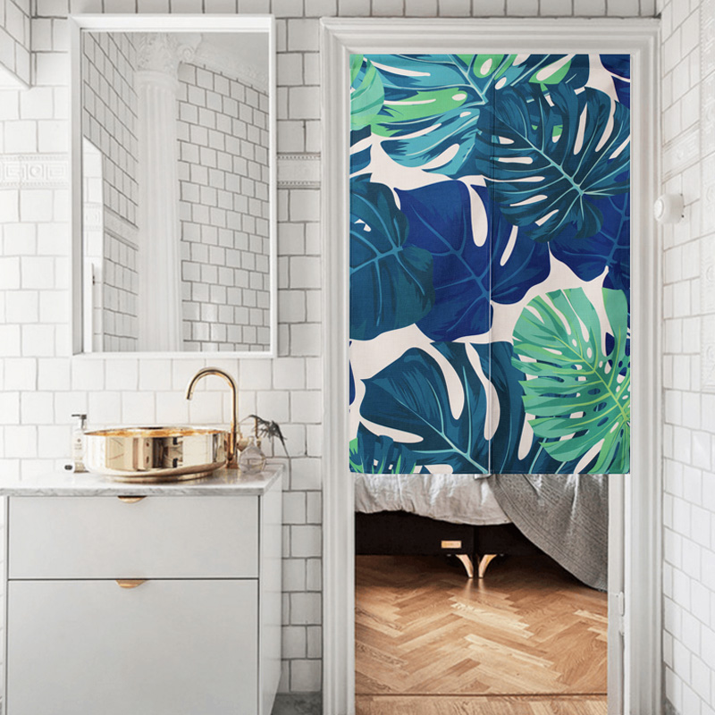 Nordic Fabric Door Curtain and Partition Curtain Household Bedroom Kitchen Covering Cloth Curtain Toilet Half Curtain Punch-Free