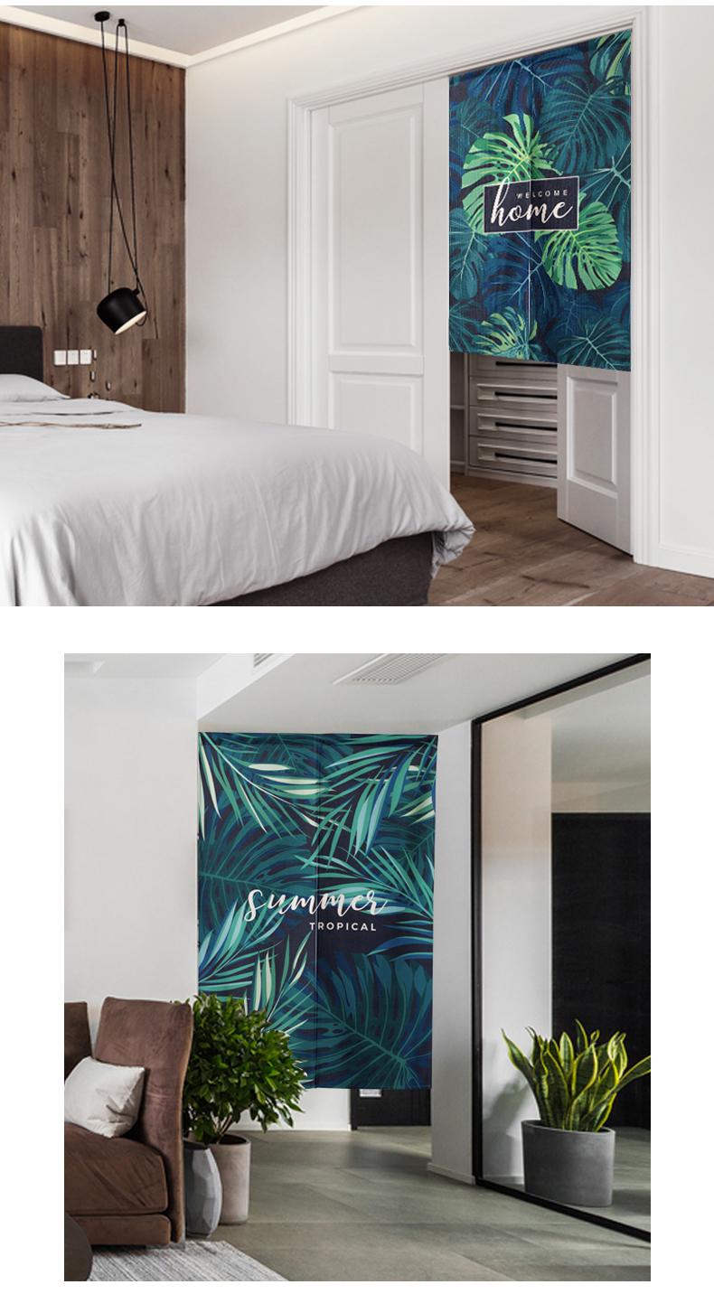 Nordic Fabric Door Curtain and Partition Curtain Household Bedroom Kitchen Covering Cloth Curtain Toilet Half Curtain Punch-Free
