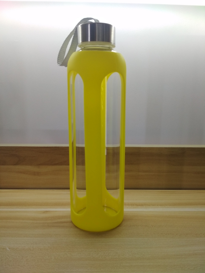 Glass Cup High Borosilicate Glasses Silicone Glass Cup Rope Holding Glass Cup 550ml Glass Cup