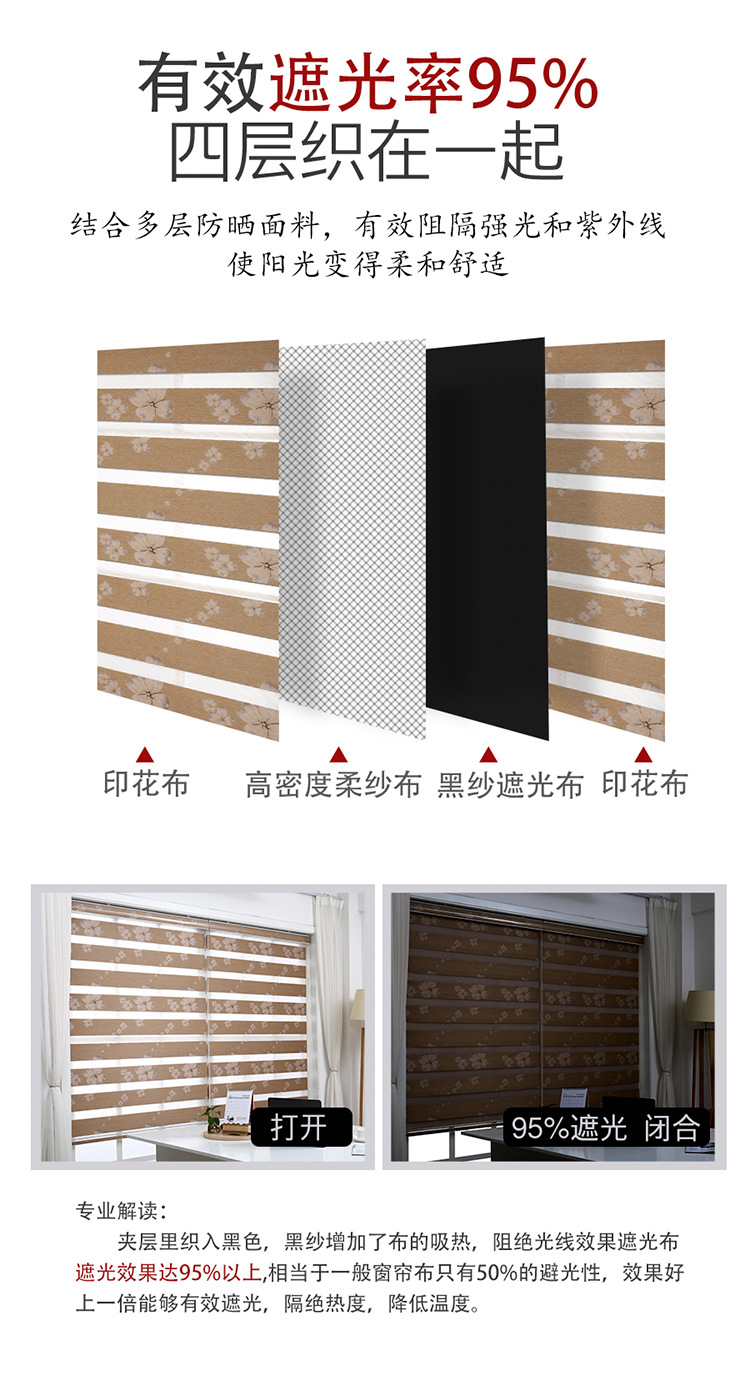 Supply Direct Sales High Shading Soft Gauze Curtain Punch-Free Venetian Blind Multi-Layer Sunscreen Fabric Isolation Light