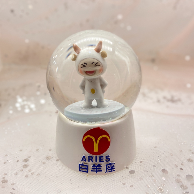 New 12 Constellation Naughty Doll Small Colorful Flash Lamp Resin Crystal Ball Decoration 45mm Gifts &amp; Crafts