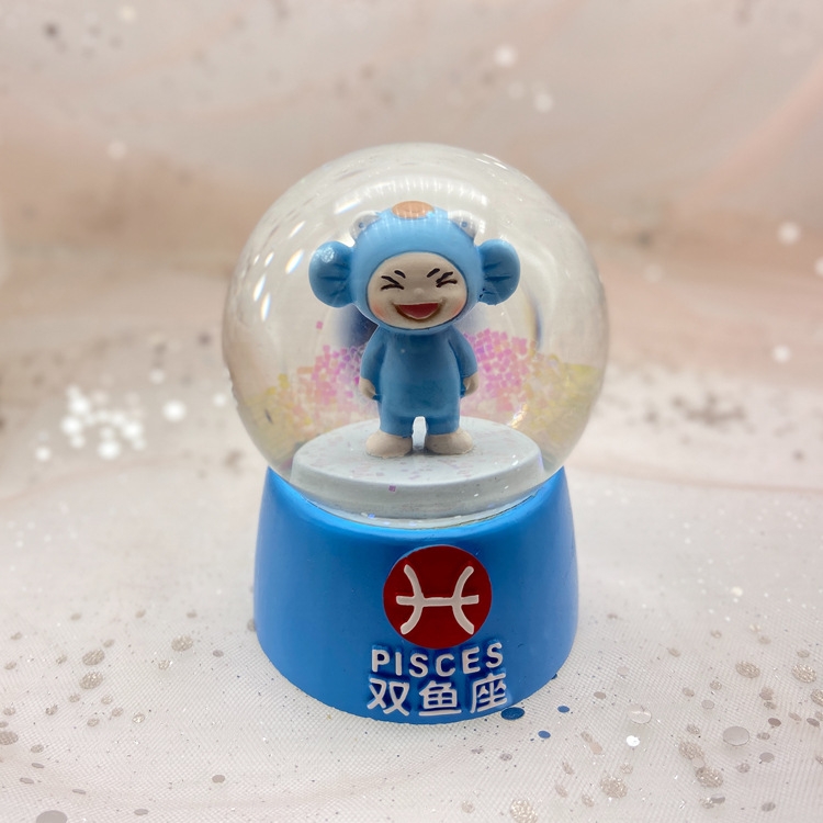 New 12 Constellation Naughty Doll Small Colorful Flash Lamp Resin Crystal Ball Decoration 45mm Gifts &amp; Crafts