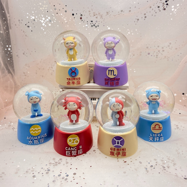 New 12 Constellation Naughty Doll Small Colorful Flash Lamp Resin Crystal Ball Decoration 45mm Gifts &amp; Crafts