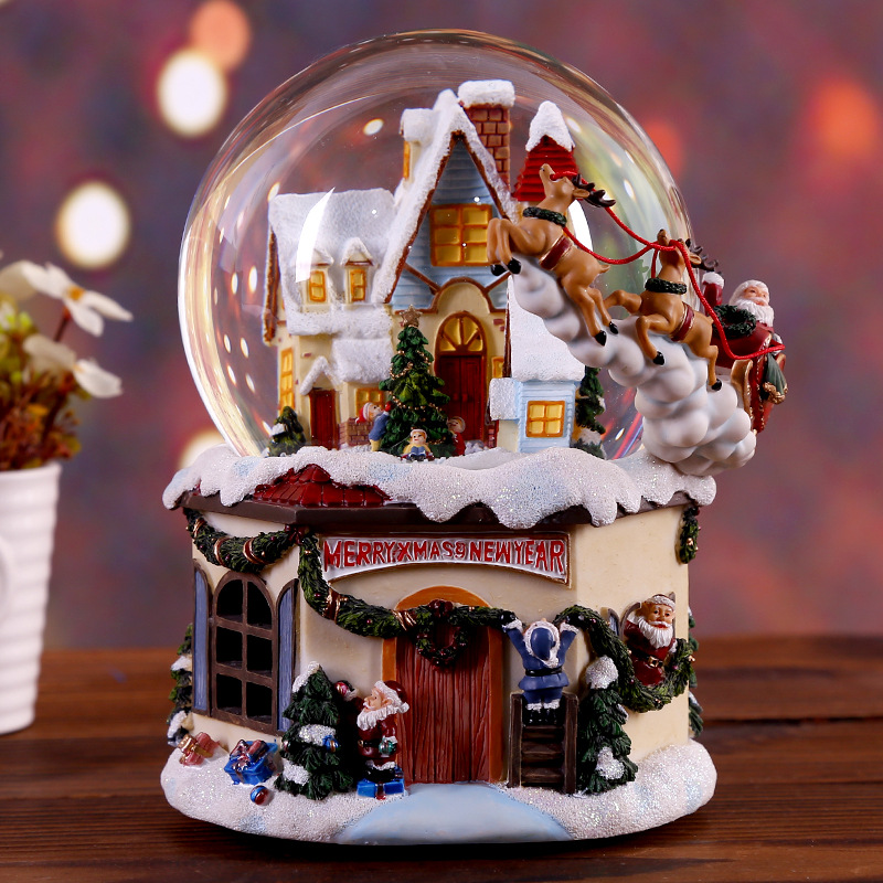 Santa Claus Snow Crystal Ball Music Box Music Box Crafts Creative Christmas Birthday Gift