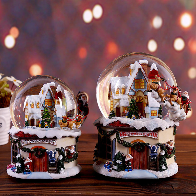 Santa Claus Snow Crystal Ball Music Box Music Box Crafts Creative Christmas Birthday Gift