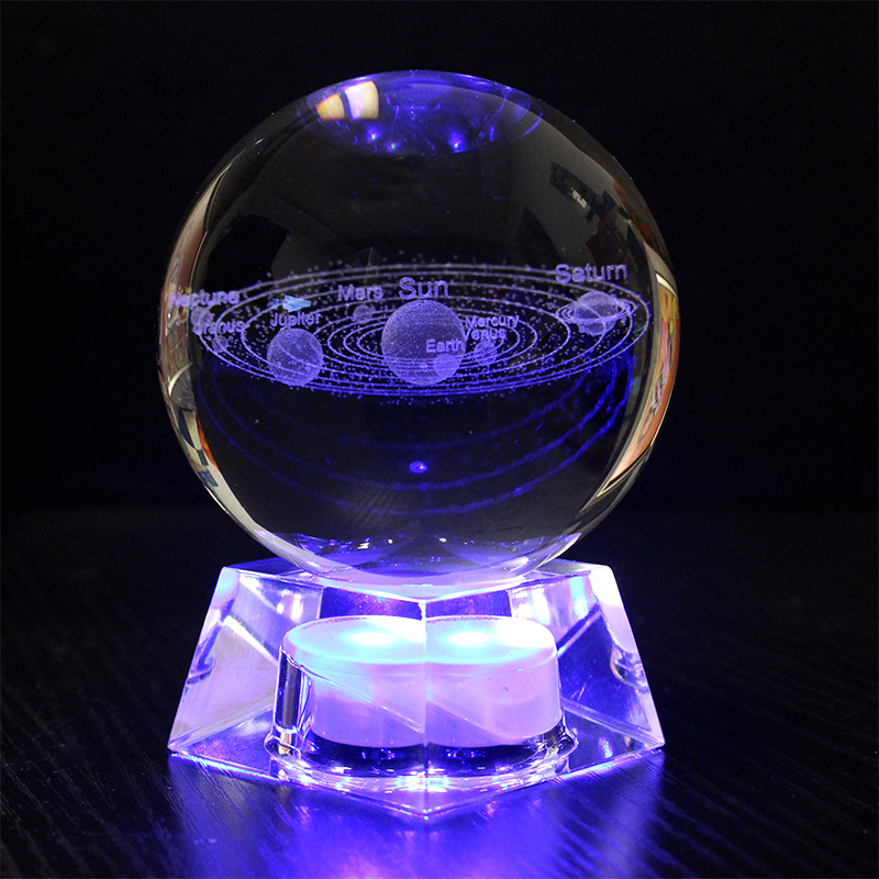 Crystal Ball Solar System Starry Sky Creative Home Furnishings Ornaments Glass Ball Luminous Music Box Crafts Music Box