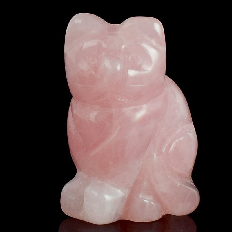 Factory Crystal Kitten Animal Ornaments Pink Crystal Carved Kitten Crafts Crystal Animal