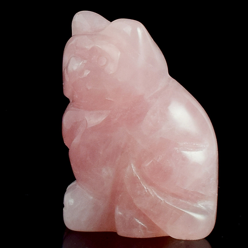 Factory Crystal Kitten Animal Ornaments Pink Crystal Carved Kitten Crafts Crystal Animal