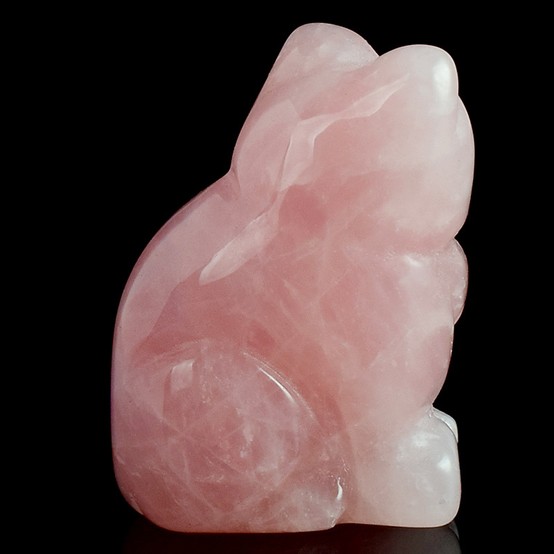 Factory Crystal Kitten Animal Ornaments Pink Crystal Carved Kitten Crafts Crystal Animal