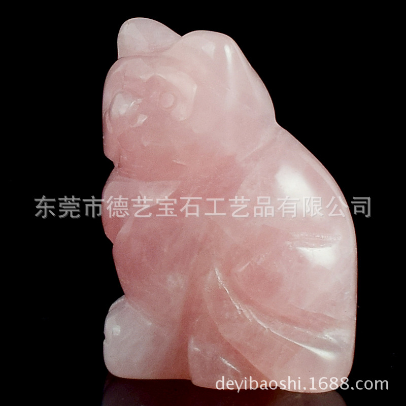 Factory Crystal Kitten Animal Ornaments Pink Crystal Carved Kitten Crafts Crystal Animal