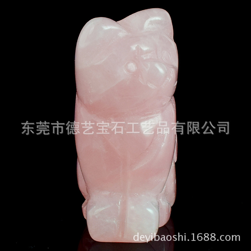 Factory Crystal Kitten Animal Ornaments Pink Crystal Carved Kitten Crafts Crystal Animal