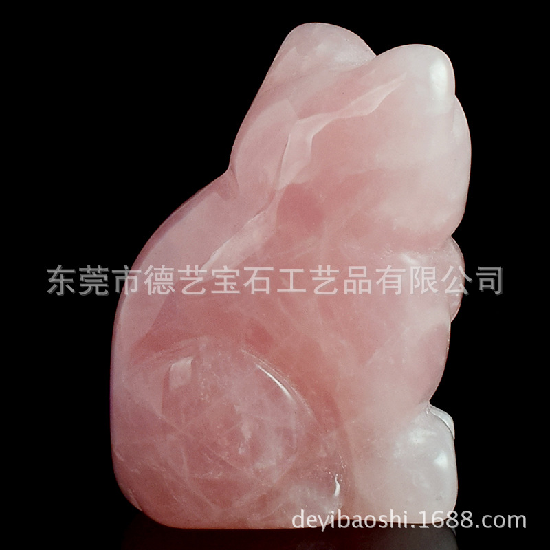 Factory Crystal Kitten Animal Ornaments Pink Crystal Carved Kitten Crafts Crystal Animal