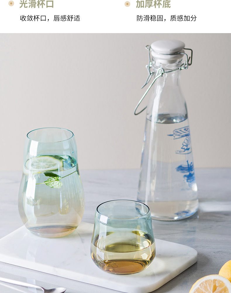 INS Style Heat-Resistant Short Stout Glass Cup Creative Thickening Breakfast Cup Household Minimalist Milk Cup Transparent Cloud Water Cup INS Style Heat-Resistant Short Stout Glass Cup Creative Thickening Breakfast Cup Household Minimalist Milk Cup Transparent Cloud Water Cup