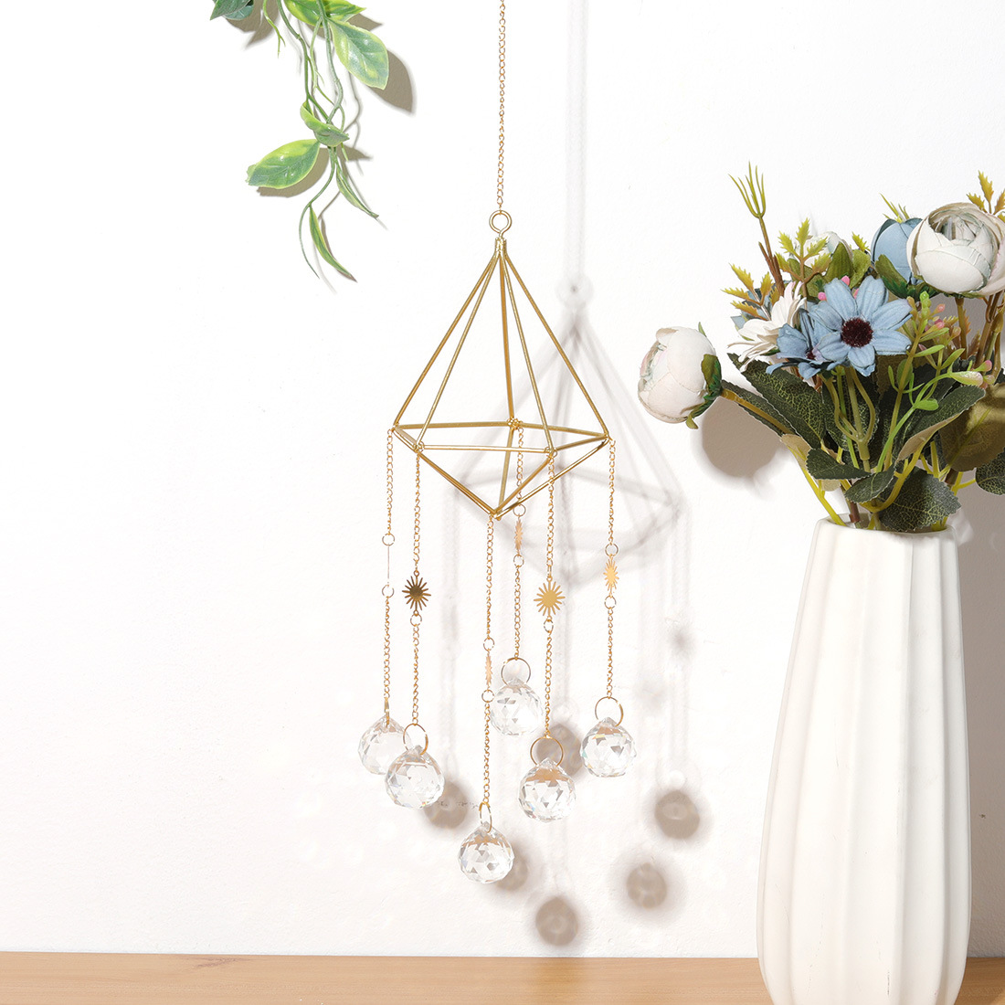 Golden Air Frame SUNFLOWER Butterfly Lighting Pendant Crystal Pendant Gardening AB Color DIYCrystal Crafts