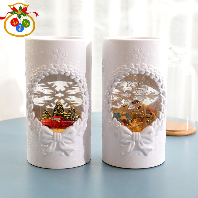 Cylindrical Wax Crafts Night Light Warm Home Novel Gift Crystal Candle Christmas Gift