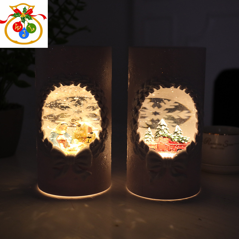 Cylindrical Wax Crafts Night Light Warm Home Novel Gift Crystal Candle Christmas Gift