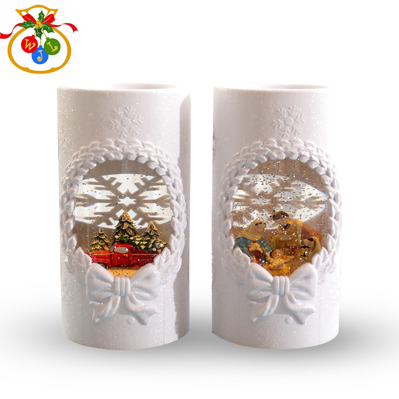 Cylindrical Wax Crafts Night Light Warm Home Novel Gift Crystal Candle Christmas Gift