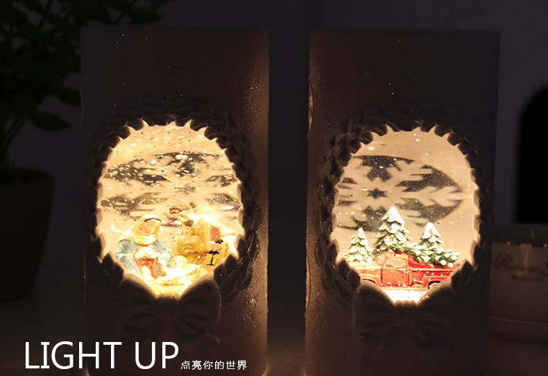 Cylindrical Wax Crafts Night Light Warm Home Novel Gift Crystal Candle Christmas Gift