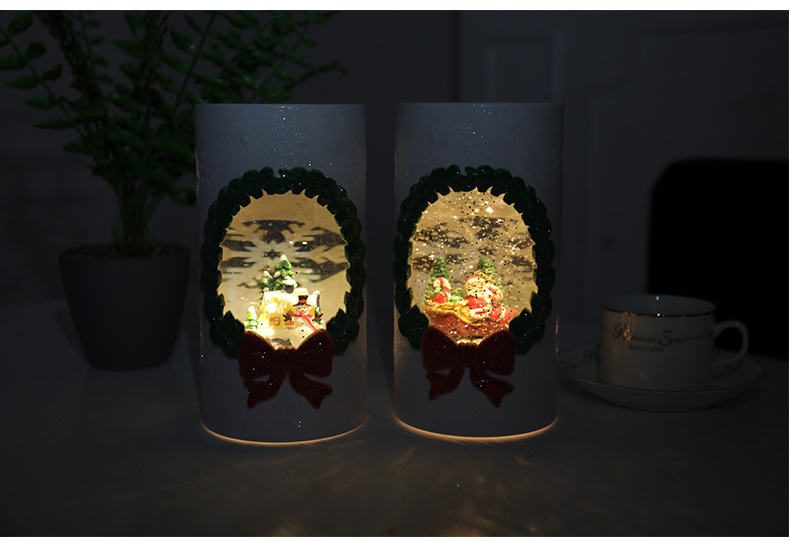 Cylindrical Wax Crafts Night Light Warm Home Novel Gift Crystal Candle Christmas Gift