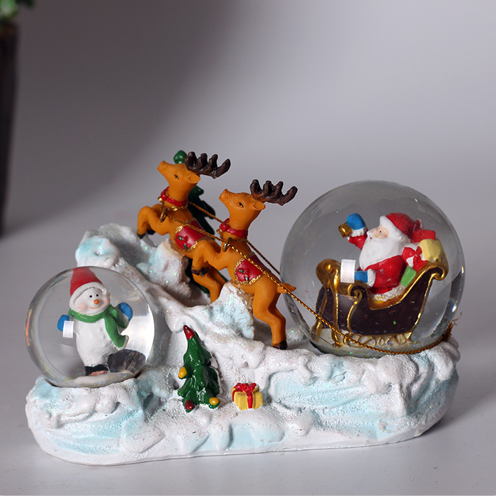 Resin Crafts Cartoon Music Box Water Ball Decoration Creative Unicorn Swan Crystal Ball with Lamp Factory Customization