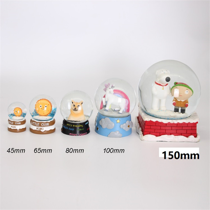 Resin Crafts Cartoon Music Box Water Ball Decoration Creative Unicorn Swan Crystal Ball with Lamp Factory Customization