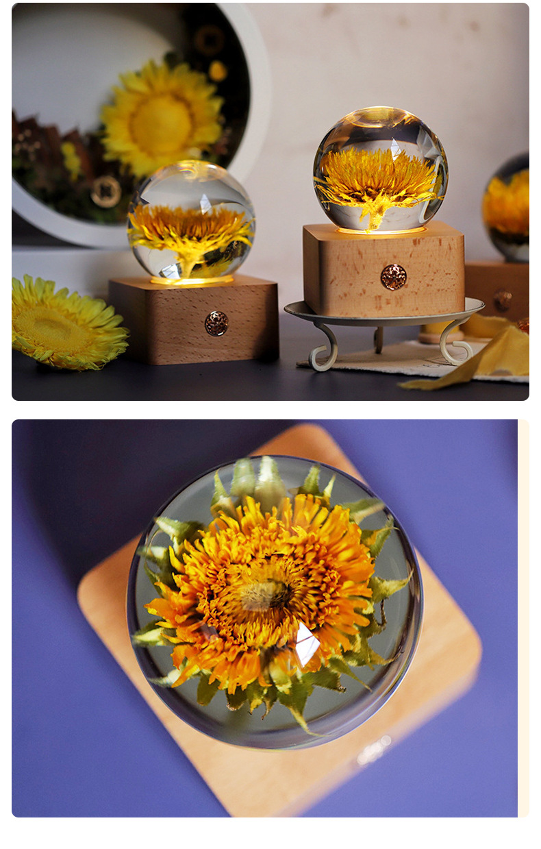 Resin crafts  Specimen Wholesale Creative Crystal Ball Christmas Birthday Decorative Gift Small Night Lamp