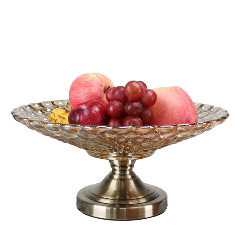 European luxury glass fruit bowl crystal glass crafts creative home living room dining room KTV large fruit bowl
