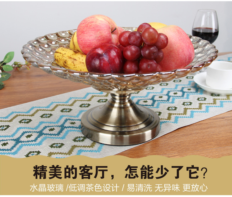 European luxury glass fruit bowl crystal glass crafts creative home living room dining room KTV large fruit bowl European luxury glass fruit bowl crystal glass crafts creative home living room dining room KTV large fruit bowl