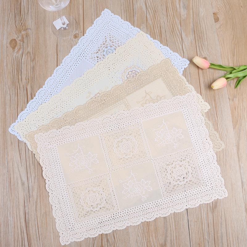 The hotel &#039;s special PVC round bronzing decorative pad, western food pad, heat insulation, hollow out 30 * 45 cm, home environmental protection