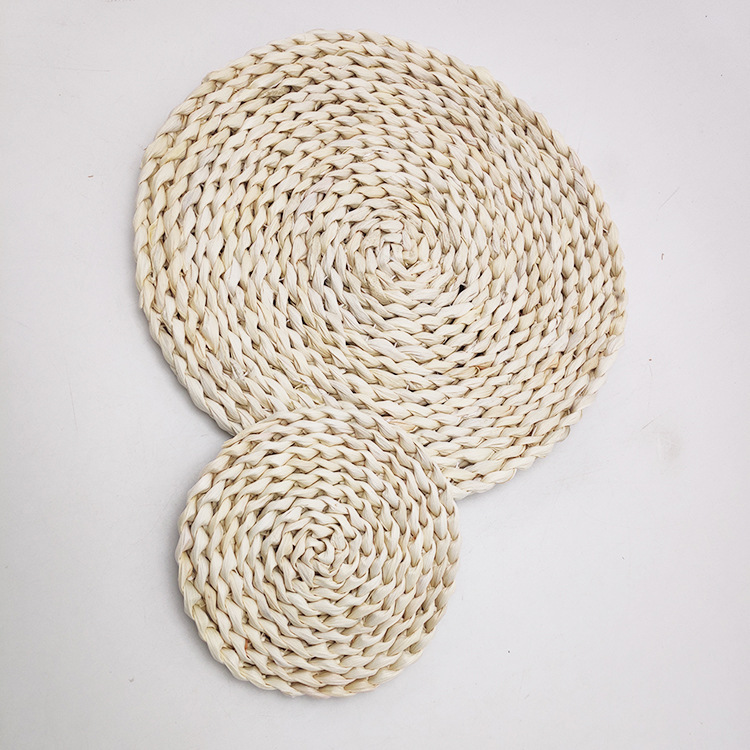 Handmade Corn Husk Straw Placemat Thickening Heat Insulation Pad Woven Cup Mat Bowl Mat Casserole Mat Placemat Placemat