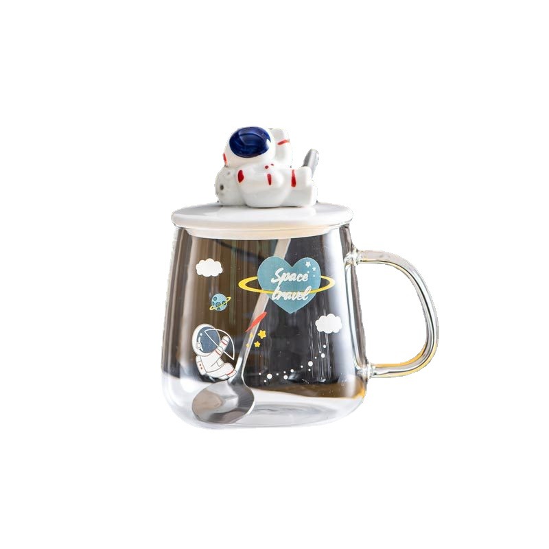 Cartoon Creative Astronaut Glass Cup Borosilicate Coffee Cup Practical Water Cup Wholesale Activity Gift Cup