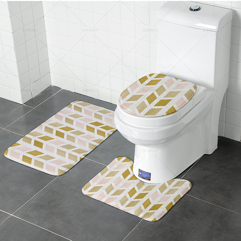 [three-piece set] bathroom water toilet floor cushion toilet door cushion slipper-proof u-shaped foot cushion two-piece set