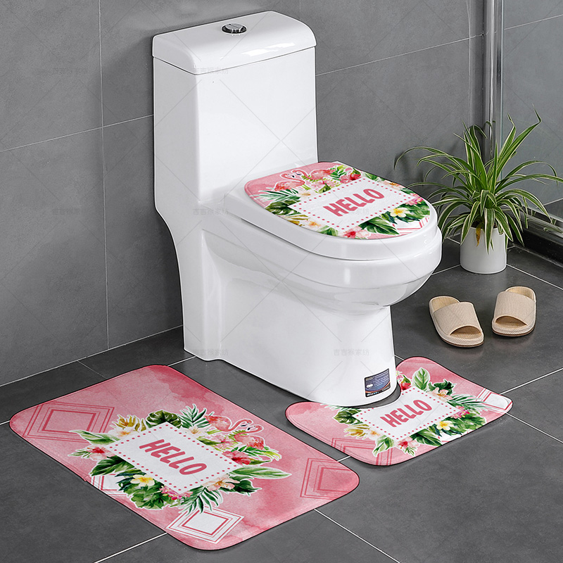 [three-piece set] bathroom water toilet floor cushion toilet door cushion slipper-proof u-shaped foot cushion two-piece set