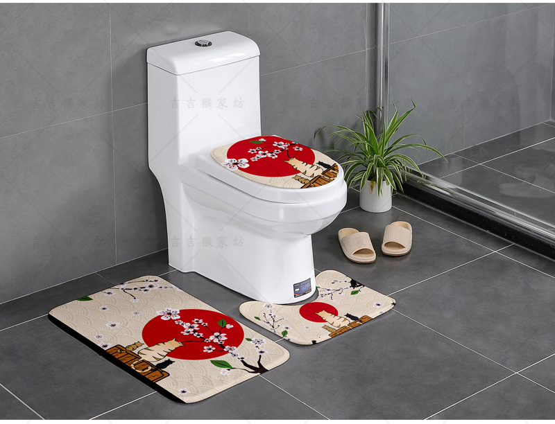 [three-piece set] bathroom water toilet floor cushion toilet door cushion slipper-proof u-shaped foot cushion two-piece set