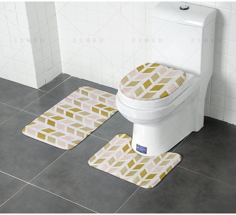 [three-piece set] bathroom water toilet floor cushion toilet door cushion slipper-proof u-shaped foot cushion two-piece set
