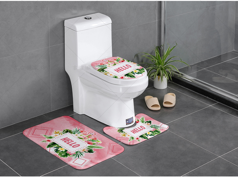[three-piece set] bathroom water toilet floor cushion toilet door cushion slipper-proof u-shaped foot cushion two-piece set