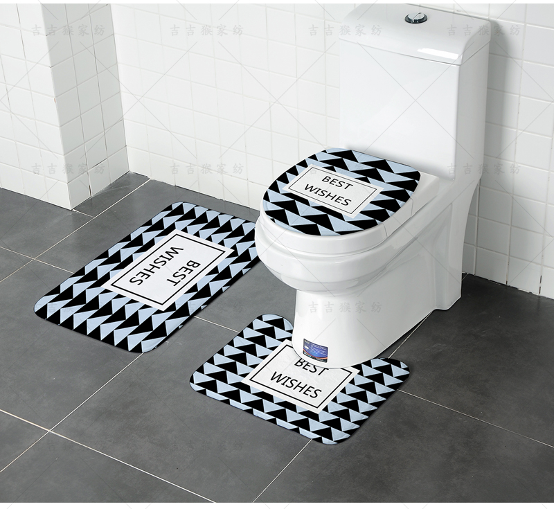 [three-piece set] bathroom water toilet floor cushion toilet door cushion slipper-proof u-shaped foot cushion two-piece set