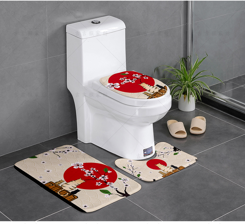 [three-piece set] bathroom water toilet floor cushion toilet door cushion slipper-proof u-shaped foot cushion two-piece set