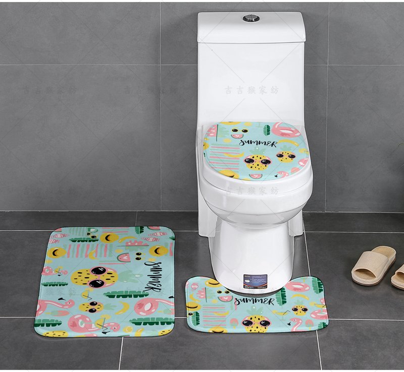 [three-piece set] bathroom water toilet floor cushion toilet door cushion slipper-proof u-shaped foot cushion two-piece set