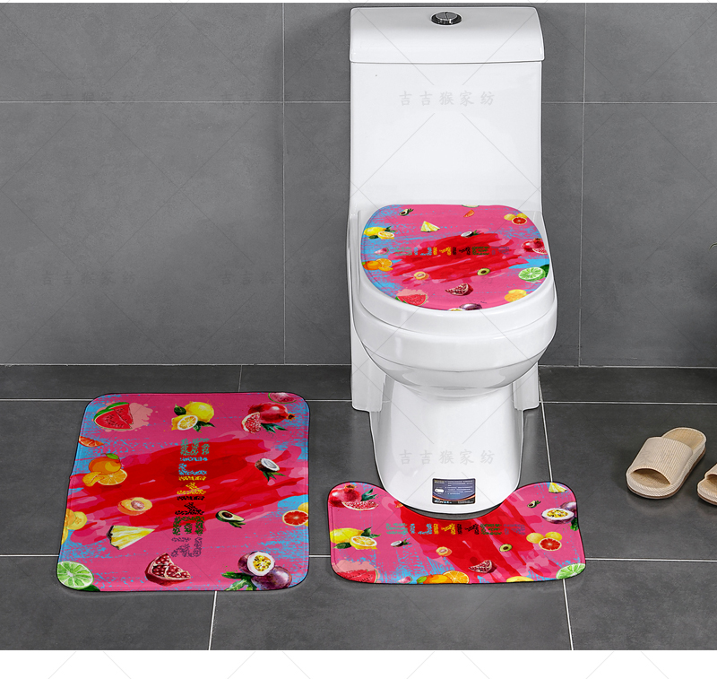 [three-piece set] bathroom water toilet floor cushion toilet door cushion slipper-proof u-shaped foot cushion two-piece set