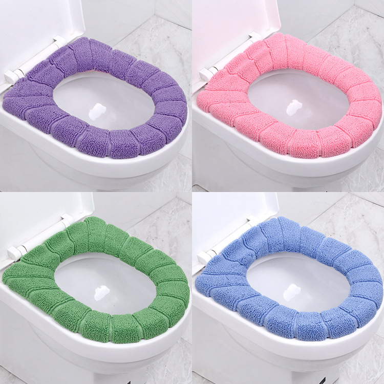 Thickened Knitting Universal O-Type Toilet Mat Home Soft Pumpkin Pattern Toilet Seat Cover Winter Warm Cushion