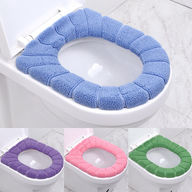 Thickened Knitting Universal O-Type Toilet Mat Home Soft Pumpkin Pattern Toilet Seat Cover Winter Warm Cushion