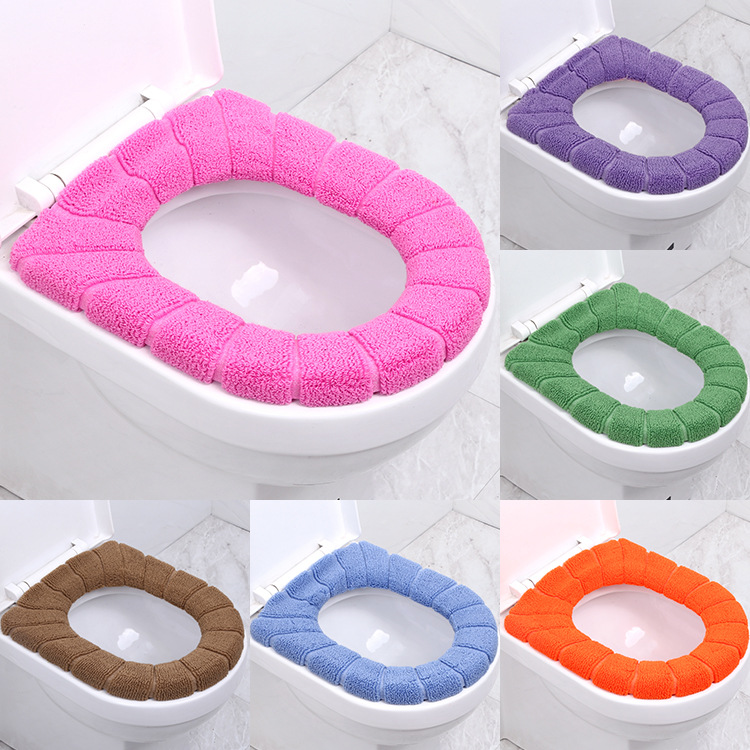 Thickened Knitting Universal O-Type Toilet Mat Home Soft Pumpkin Pattern Toilet Seat Cover Winter Warm Cushion