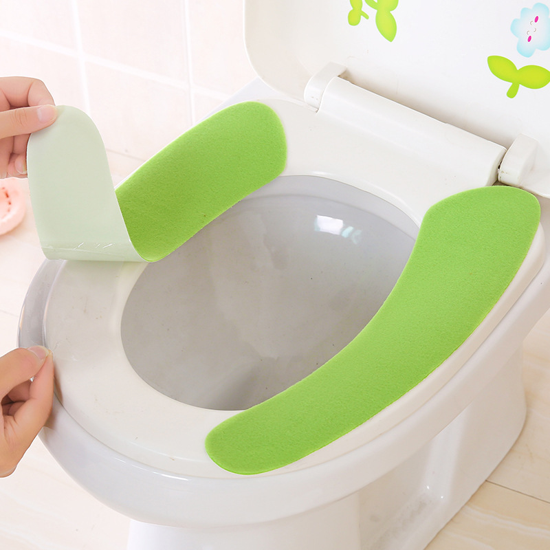 Solid Color Winter Toilet Cushion Seat Cushion Can Be Cut and Pasted Toilet Seat Cover Waterproof Happy Day Washable Closestool Mat