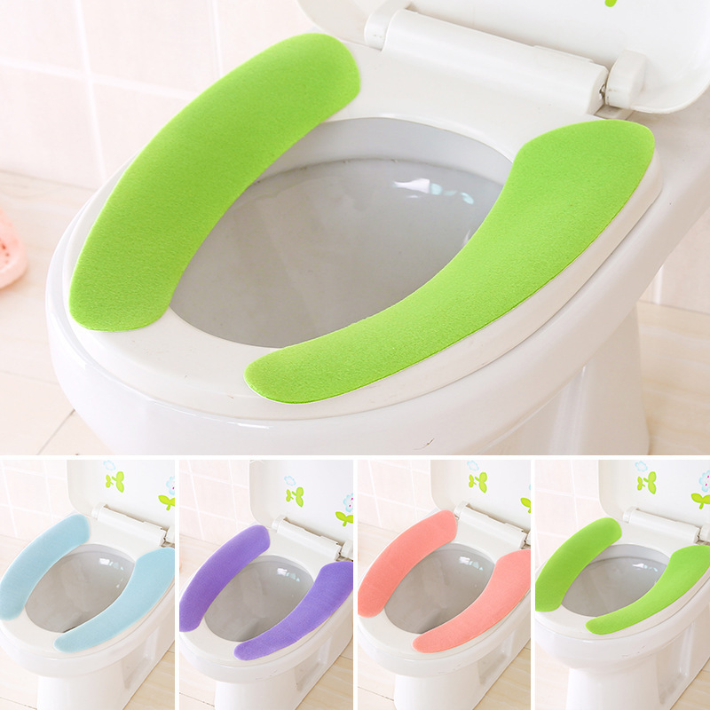 Solid Color Winter Toilet Cushion Seat Cushion Can Be Cut and Pasted Toilet Seat Cover Waterproof Happy Day Washable Closestool Mat