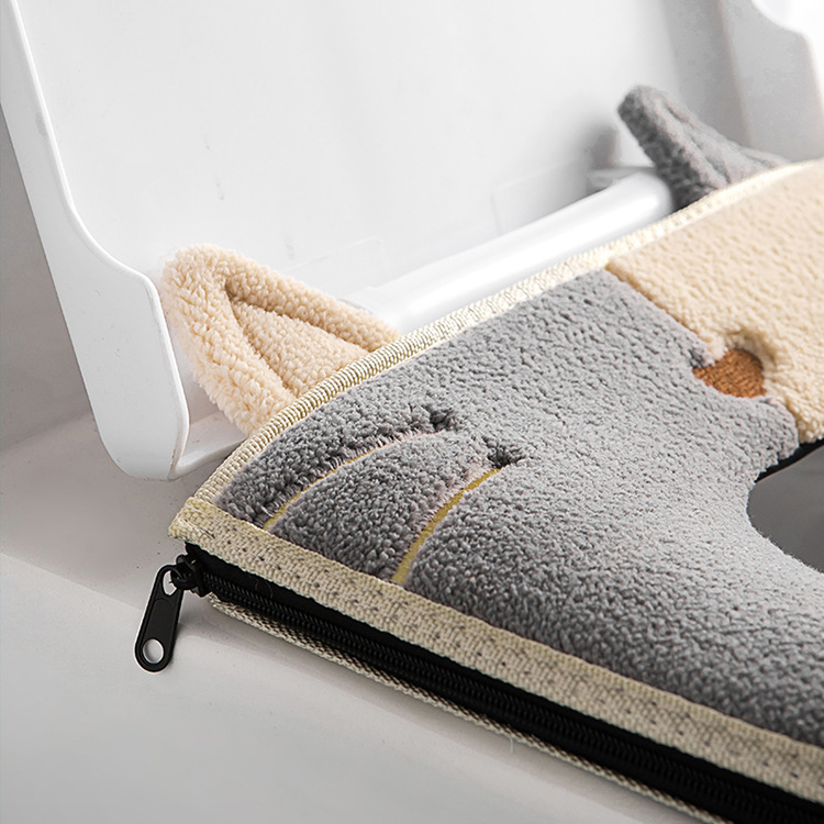Collection Cat Toilet Mat Thickened Toilet Seat Cushion Zipper Household Toilet Seat Winter Warm Toilet Seat Cover Handle
