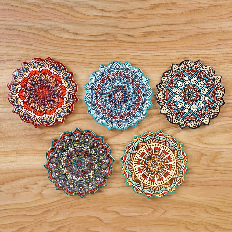 As a foreigner, Ethnic Wind Series creative household round can be as diverse as slip Coasters gel heat insulation to high temperature, or be a non-slip and anti-hot pad