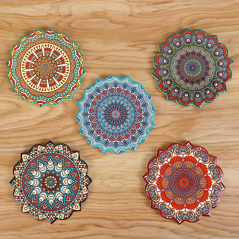 As a foreigner, Ethnic Wind Series creative household round can be as diverse as slip Coasters gel heat insulation to high temperature, or be a non-slip and anti-hot pad