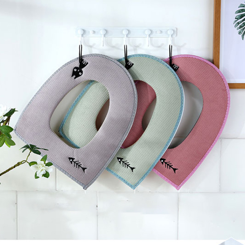 Fishbone Household Toilet Mat Household Waterproof O-Shaped Leather with Zipper Cute Kitten Happy Day Ring Closestool Cushion